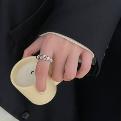 Full body 925 sterling silver personalized simple croissant ring Korean order style open design ins internet celebrity 5104L