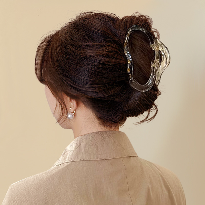Niche design transparent clip large hair volume shark clip high-end hair clip female back head clip headwear