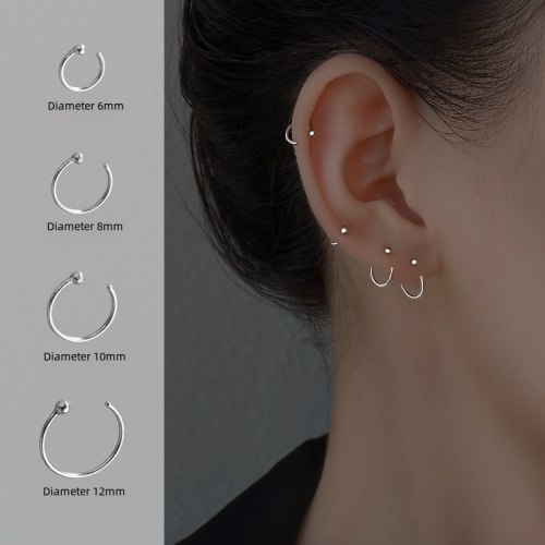 Round bead ear hooks for women summer 2024 new fashion earrings hoops niche design ear rings ear bone ear buckle earrings