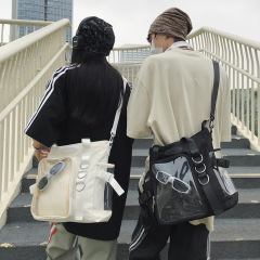 lipano niche Japanese transparent bag casual large-capacity girl's shoulder crossbody bag college student tote bag