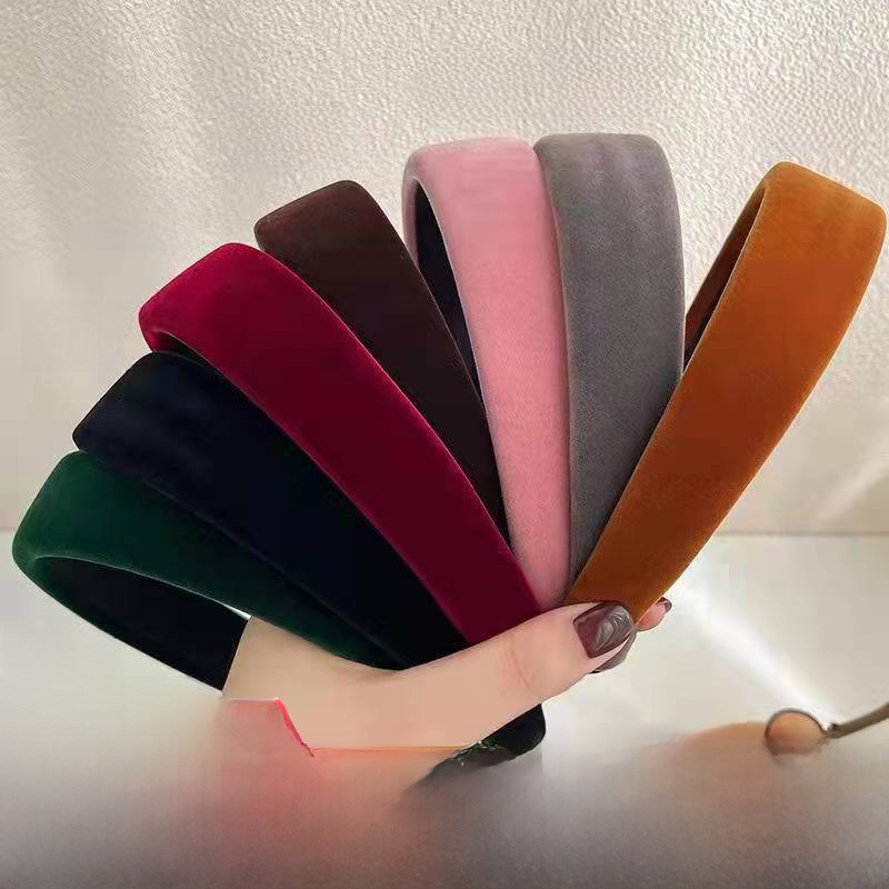 Korean winter velvet sponge headband hair accessories retro temperament wide-brimmed temperament retro red pressed hairpin headband