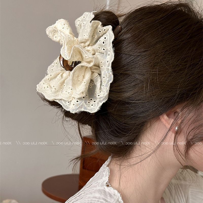 Lace flower temperament large hair clip for women 2024 new high-end back head hair clip shark clip hair accessory