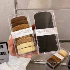 Hair band headband 2024 new rubber band women's hair high ponytail high elastic headwear rubber band hair band black leather case