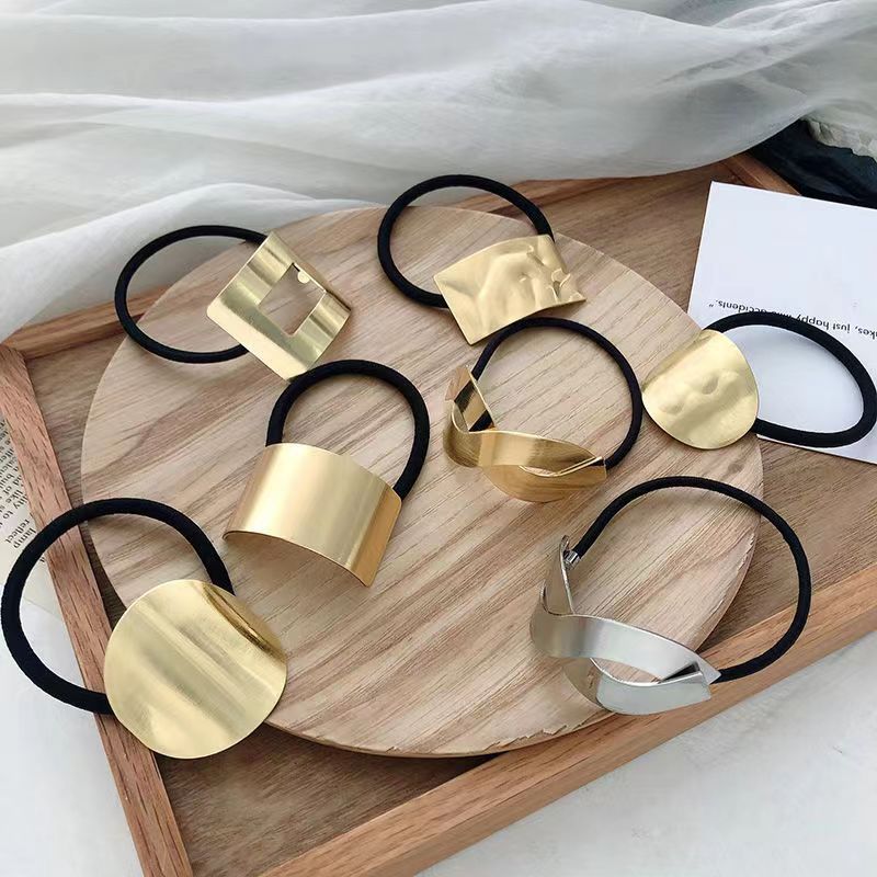 F130 metal hair tie ponytail buckle Korean low ponytail hair accessory semi-circle head rope hair rope temperament fashion simple internet celebrity