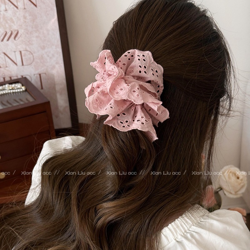 Zhao Lusi's same style lace hair band for women 2024 new style ball hair rope high-end hair tied hair flower hair accessories