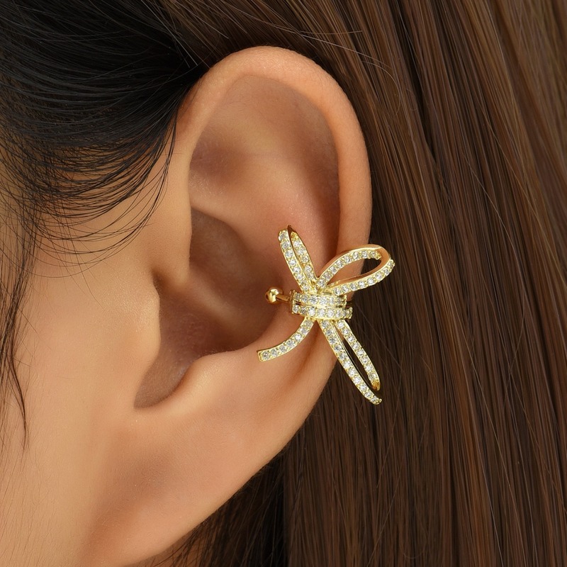 High-end light luxury style earrings cross-border ear clips without piercings bow ear bone clips