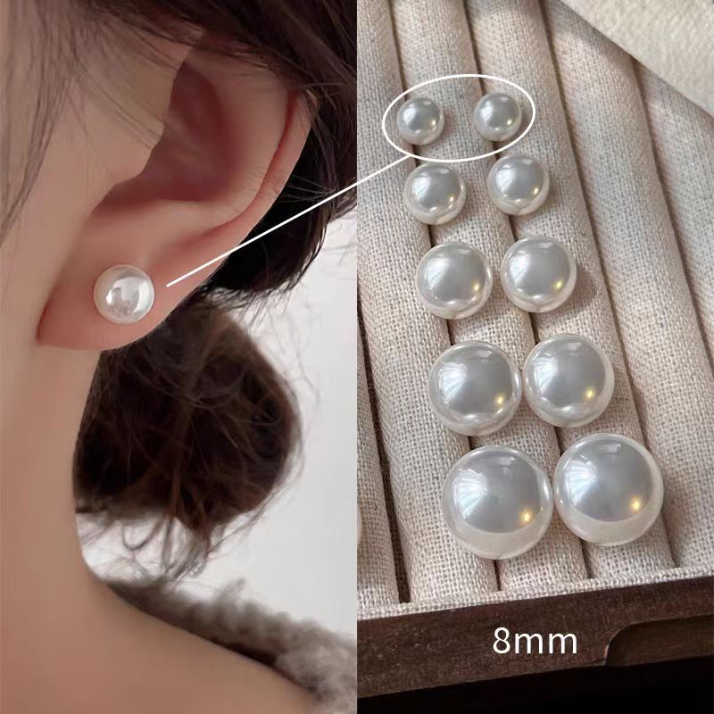 Shijia Mantou Pink Pearl Earrings Women's Anti-Silver Needle Light Luxury Earrings 2024 New Niche Ear Jewelry
