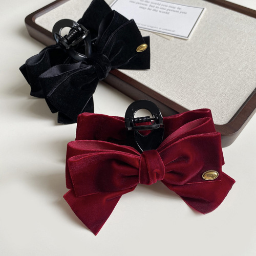 Xiaoxiangfeng Velvet Gold Label Light Luxury Clip Fashionable Elegant Hair Clip Large Shark Clip Headwear Wholesale