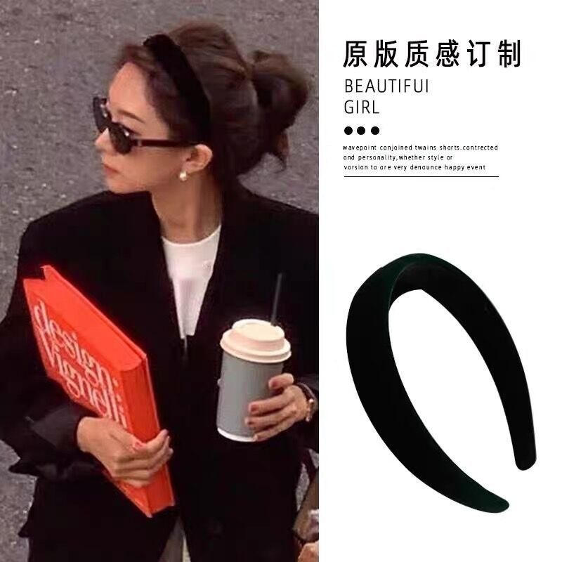 Fever's same style black velvet headband, high-end headband, retro hairpin, women's autumn and winter versatile outing