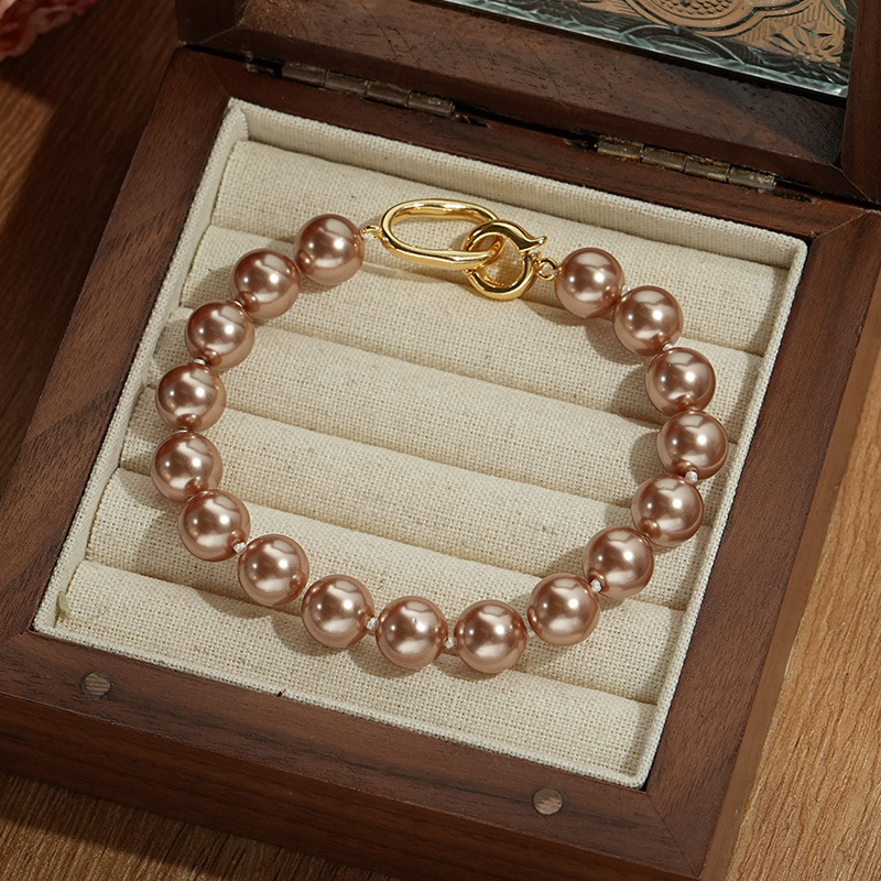 Zhengyuan Shijia crystal pearl bracelet 10mm simple, fashionable, non-fading, versatile and fever same style three-color bracelet