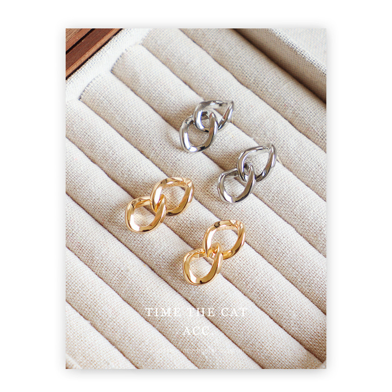 S925 Silver Needle Copper Plated 18K Gold High-end Metallic Earrings Platinum Song Hye Kyo Same Style Cold Style Earrings for Women