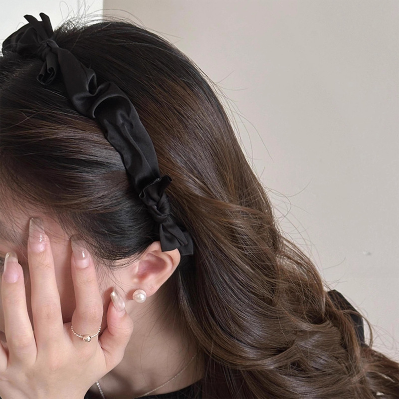 Korean black bow headband for women 2024 new face wash hair pressure headband versatile out-and-out hairpin hair accessory
