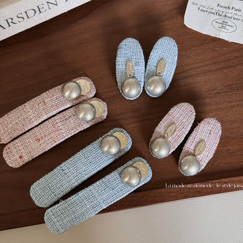 baby blue fragrant style series pearl bangs clip bb clip high-end horizontal clip one-word clip side clip hairpin