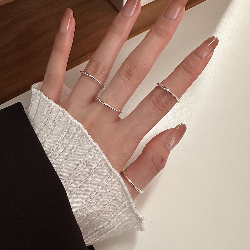s925 sterling silver plain ring for women, simple, personalized, compact, mini, versatile, bestie open ring 5396A