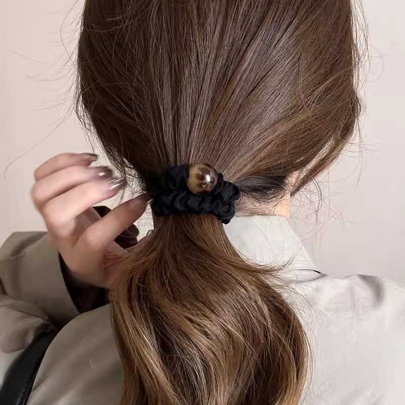 Leopard print ball hair band for women 2024 new high-end headband ball head simple temperament rubber band hair rope hair accessory