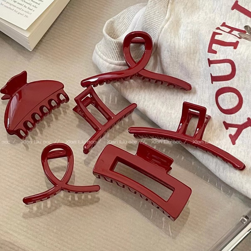 Christmas and New Year Festive Red Clip Shark Clip Hair Clip Headwear Hair Clip Female Back of the Head Versatile Hair Accessories