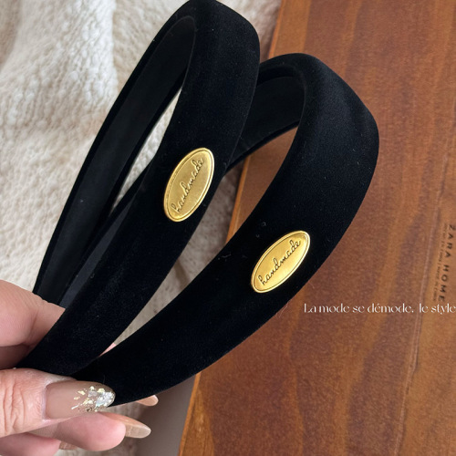 Korean style simple velvet gold buckle headband retro niche heightening sponge headband hairpin hair accessories new style