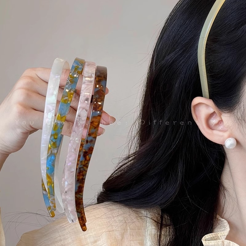 Non-clamping earbone glasses acetate headband for women 2024 new summer thin headband high-end niche hair accessories headwear