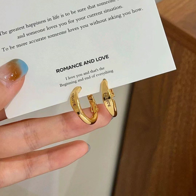Light luxury, niche design, Internet celebrity hot style letter earrings, ear buckles, sweet and cool style, fashionable commuting and versatile earrings
