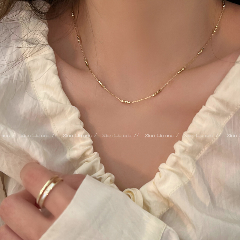 Ultra-fine broken silver necklace for women 2024 new niche clavicle chain high-grade plain chain necklace simple accessories