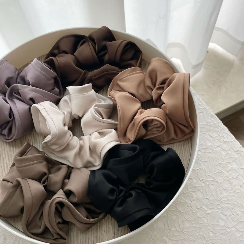 Heavy!  High-end oversized fungus-edged flower bud satin large intestine ring French temperament hair rope head flower hair accessory for women