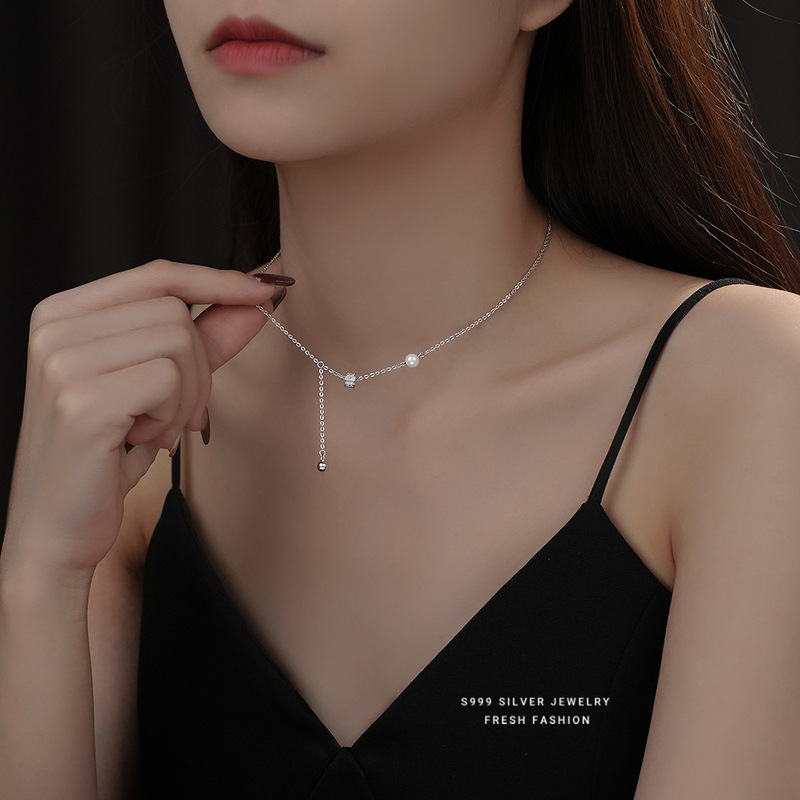 S999 pure silver small waist necklace women's fashion light luxury niche design clavicle chain autumn and winter high-profile jewelry wholesale