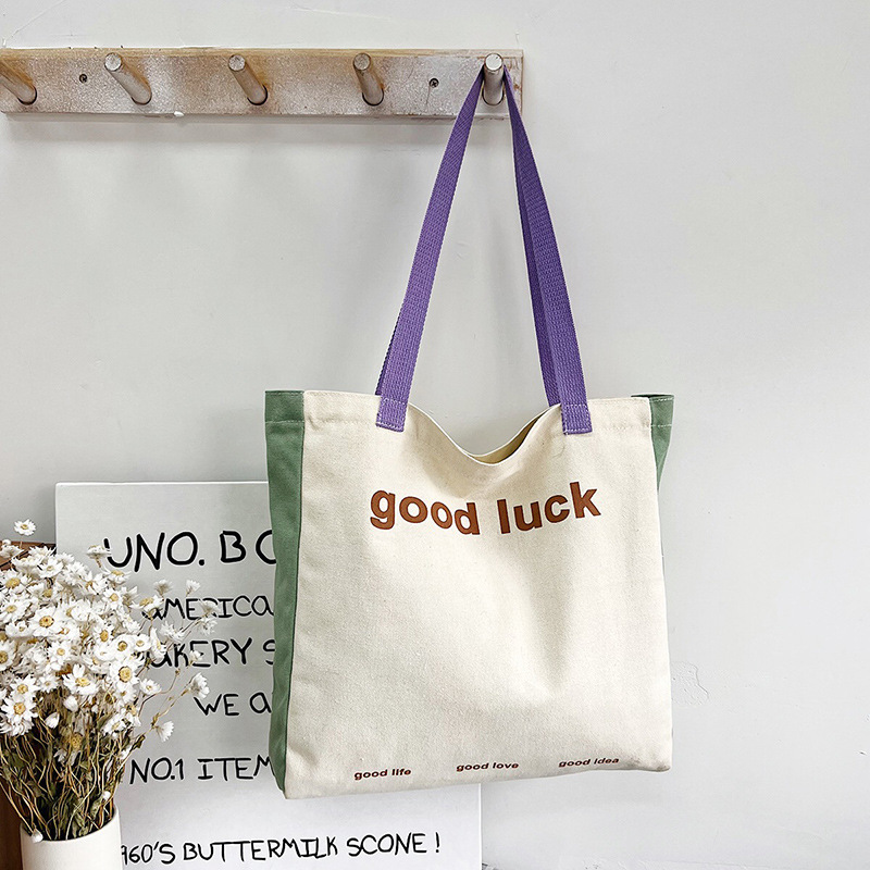 New canvas bag large capacity women's fashion versatile shoulder bag ins female student class tote bag