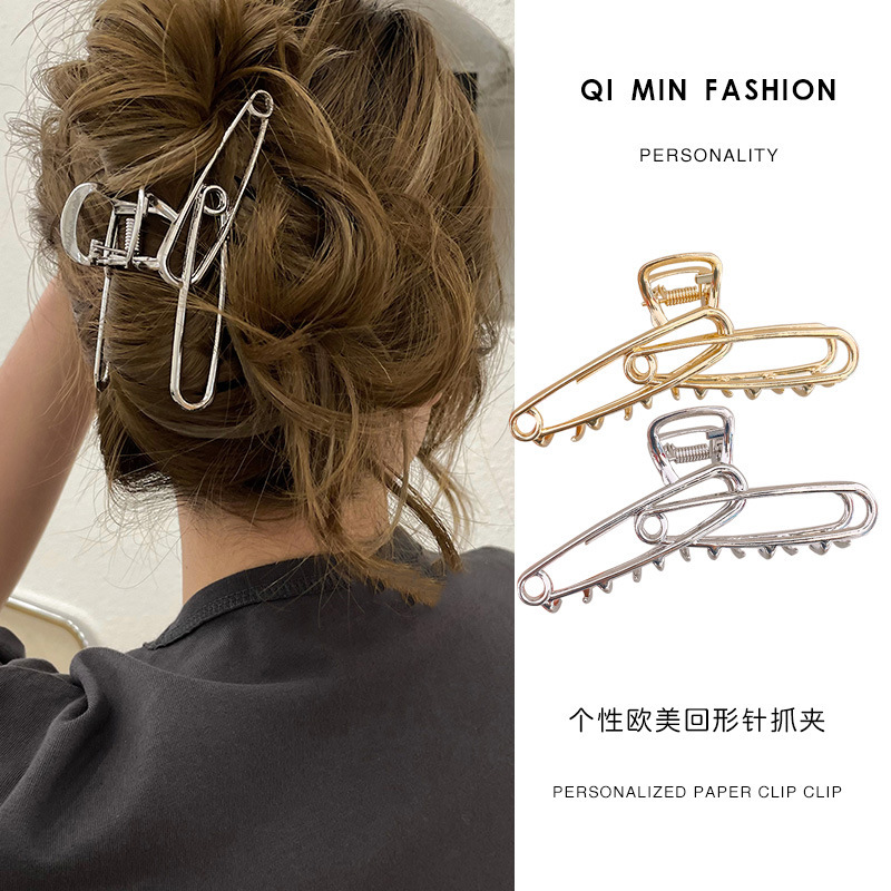 Creative and personalized Hyuna's same style grab clip for the back of the head, metal clip, headwear pin, hair clip, female shark clip