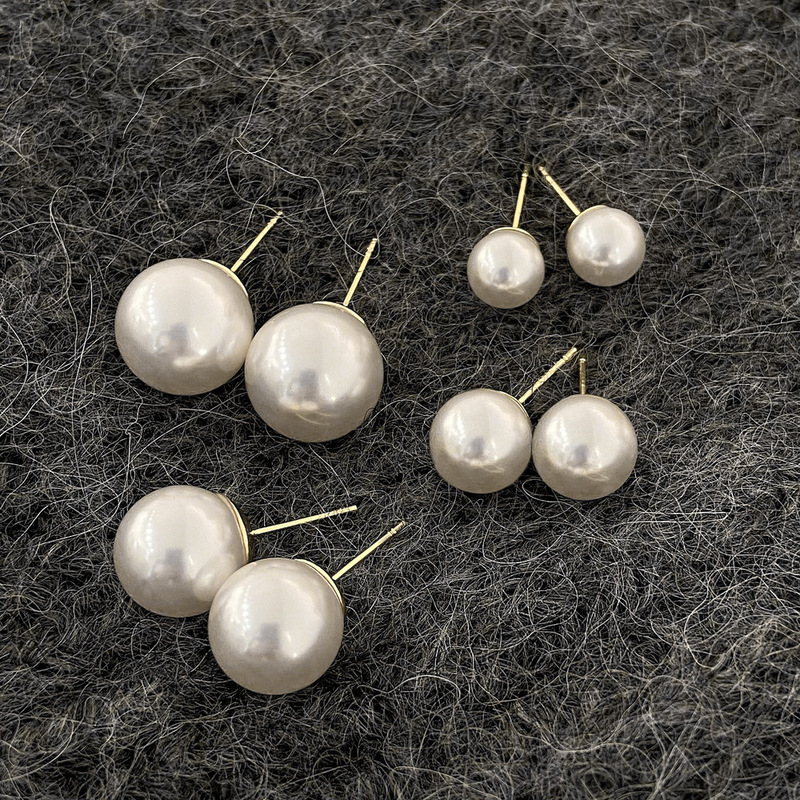 Simple Shijia Zhengyuan Pearl Earrings for Women Korean Light Luxurious Western Style Earrings High-Quality Temperament Hypoallergenic Ear Accessories