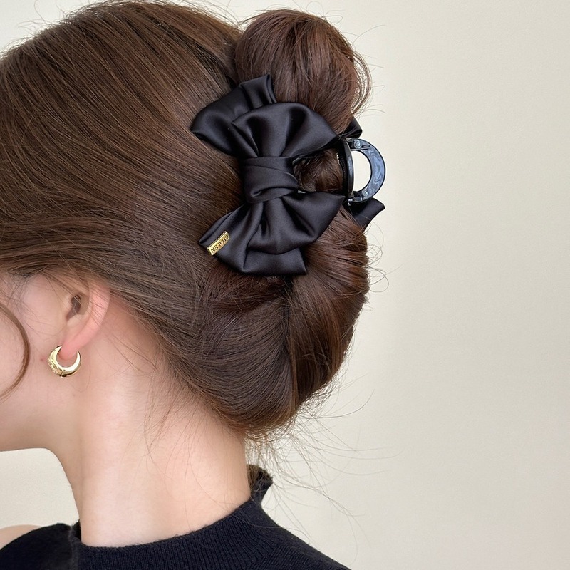Popular item-5!  Black bow tie clip large back head hair clip shark clip hair volume high-end