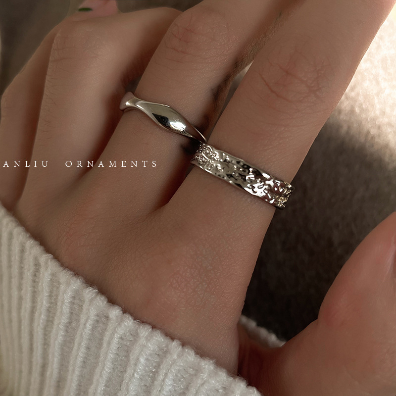 Tinfoil twisted ring women's niche design fashionable personality open ring 2024 new trendy cold style
