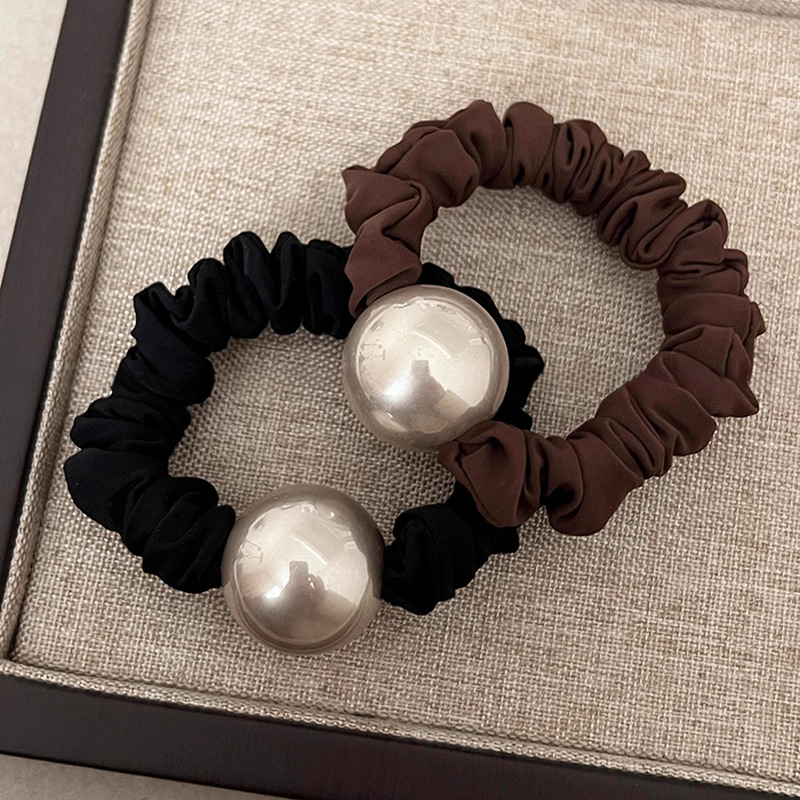 High-gloss pearl large intestine hair tie for women, high elasticity and durable headband 2024 new high-end ponytail rubber band on the back of the head