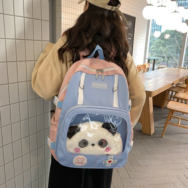 Japanese anime peripherals, cute, cute, funny, fun, fun, game console, soft girl student, transparent pain bag, backpack, female