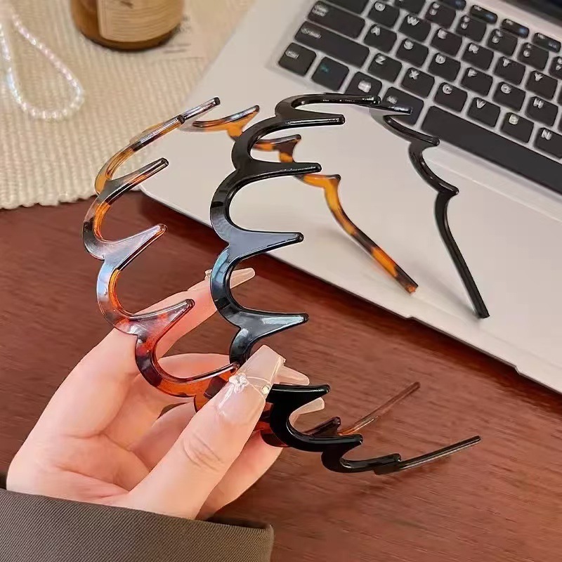 Broken hair sorting artifact big wave hairband women's toothed comb non-slip high headband hairpin bangs face wash hairpin