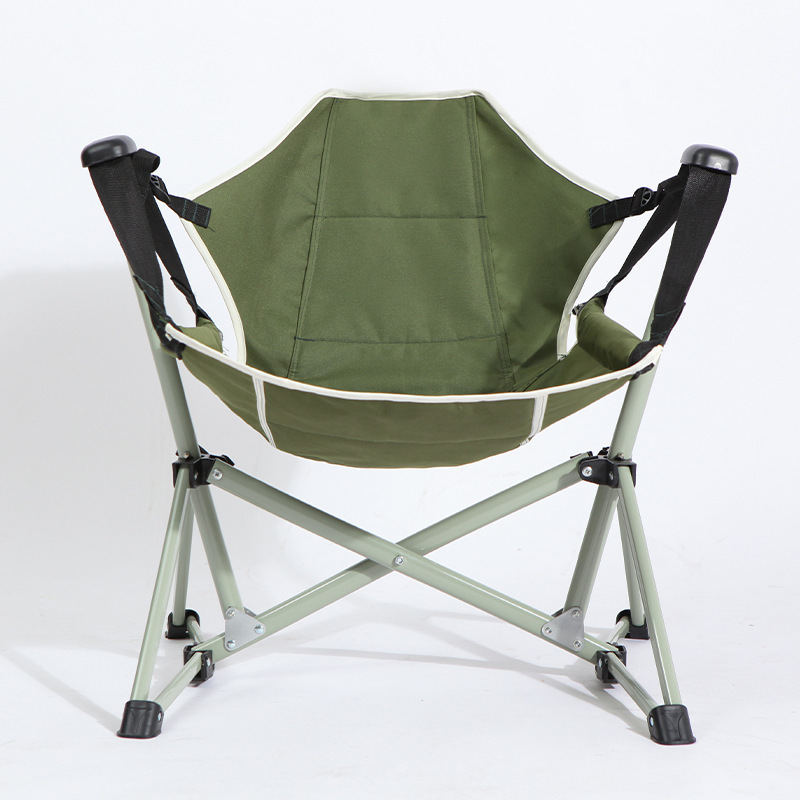 Outdoor swing rocking chair folding rocking chair portable camping beach chair fishing folding chair adults and children can lie down