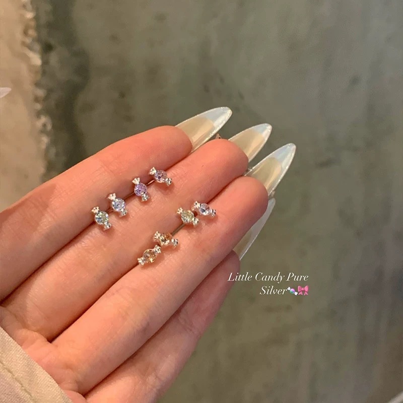 Chenxi exquisite small sweetheart candy earrings lady sweet personality design niche simple colorful zircon earrings