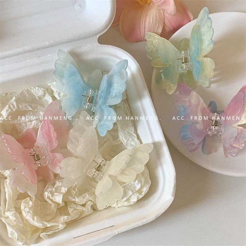 Early Summer Gradient Butterfly Clip Women's 2024 New Popular Style Shark Clip for Back of Head Hair, Most of the Hair is Tie Hair Accessories
