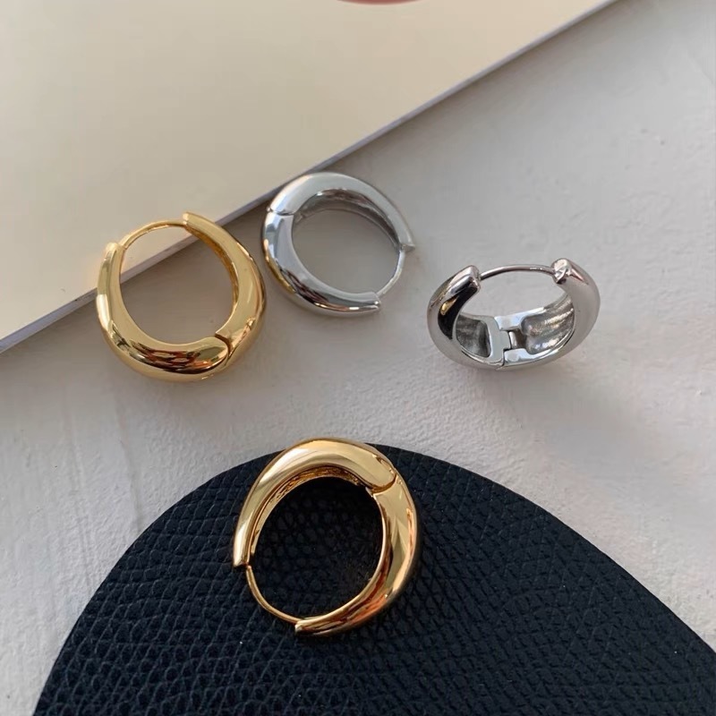 Metal hoop earrings new trendy niche design high-end earrings titanium steel fashion retro earrings for women