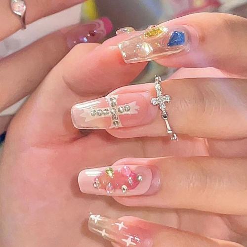 Cross zircon cool open thin ring niche design asymmetrical joint open finger ring tail ring