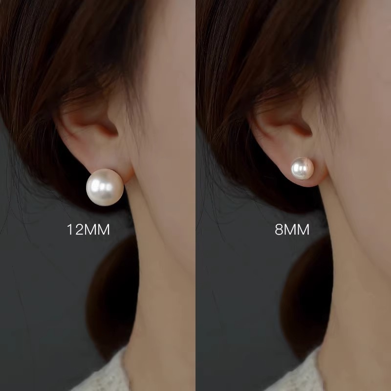 New trendy style S925 silver needle pearl earrings for women niche design light luxury high-end earrings