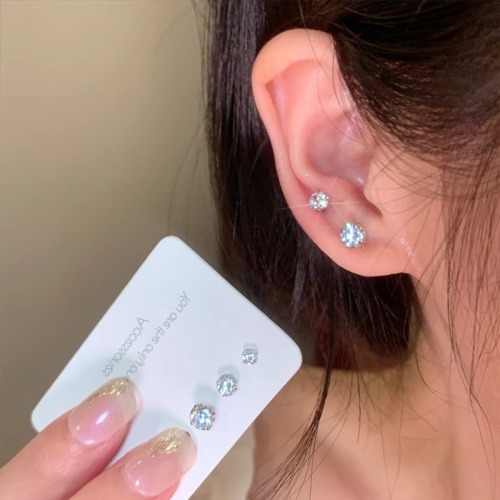 Cross-border hot style versatile zircon earring set for women, light luxury, high-end, temperament, earrings, exquisite earrings and earrings