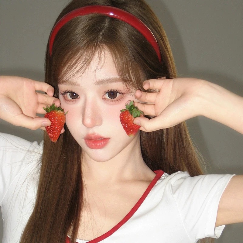 Retro patent leather burgundy leather headband girl's fashionable and high-end New Year's and Christmas zodiac year hair accessories retro style