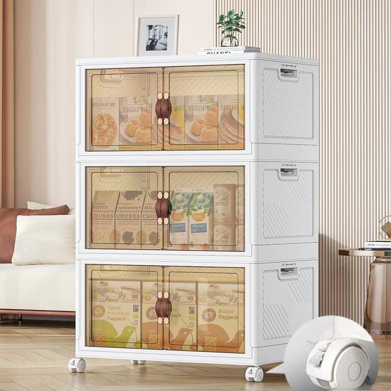 Double-door folding storage cabinet large capacity home bedroom clothes toy storage cabinet floor-standing multi-layer storage box