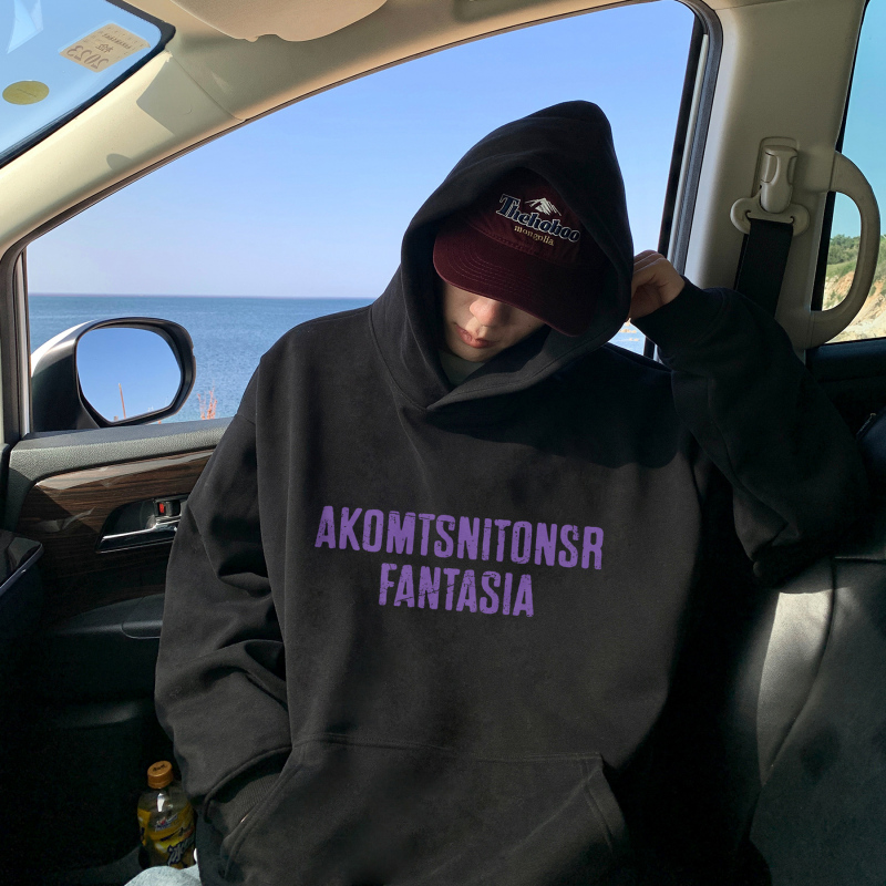 Trendy and versatile letter hooded sweatshirt early autumn American boys' printed hoodie jacket