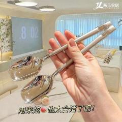 Exquisite hot style spoon ins high appearance household spoon feeding spoon student eating spoon internet celebrity spoon long Korean style.
