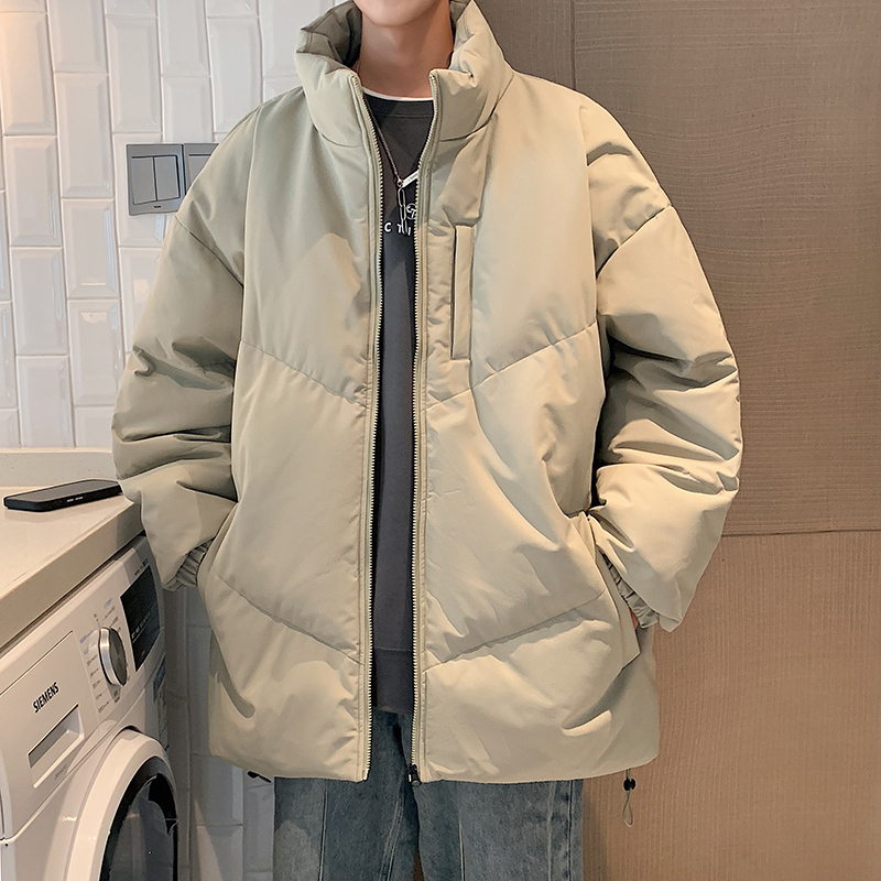 Winter solid color stand collar loose casual windproof and waterproof cotton coat
