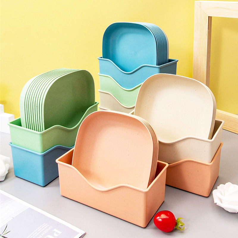 Source factory plastic PP household desktop storage tray Japanese dining table wheat straw bone dish bone dish