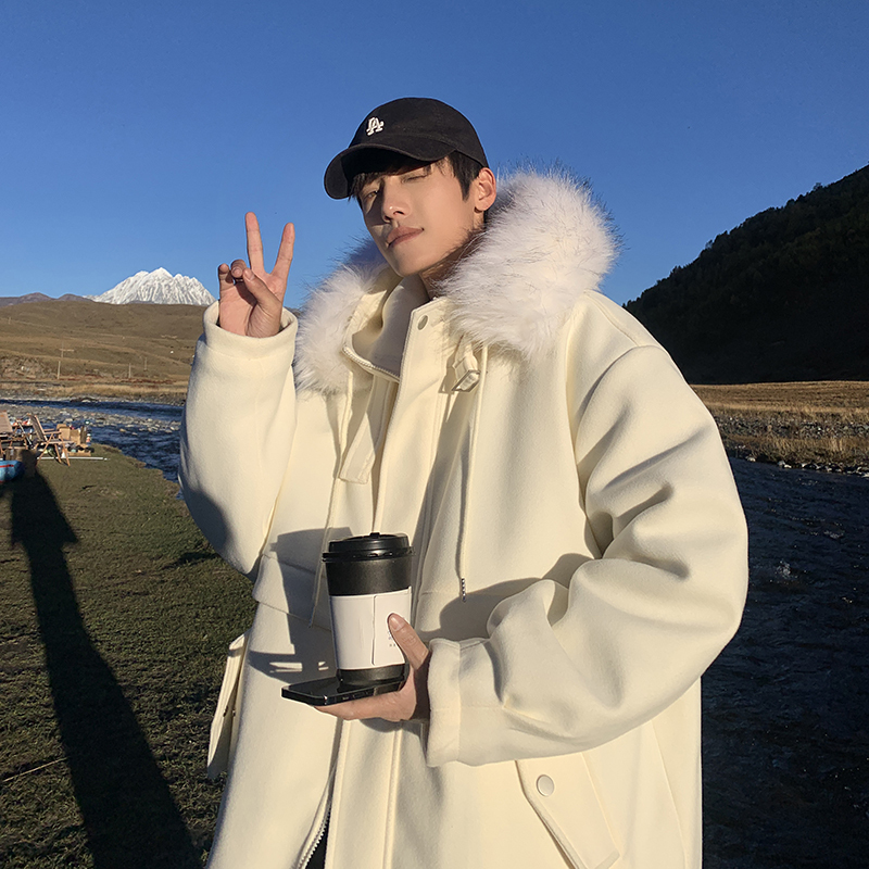 Men's autumn and winter Korean style trendy large size hooded cotton jacket loose casual warm cotton jacket