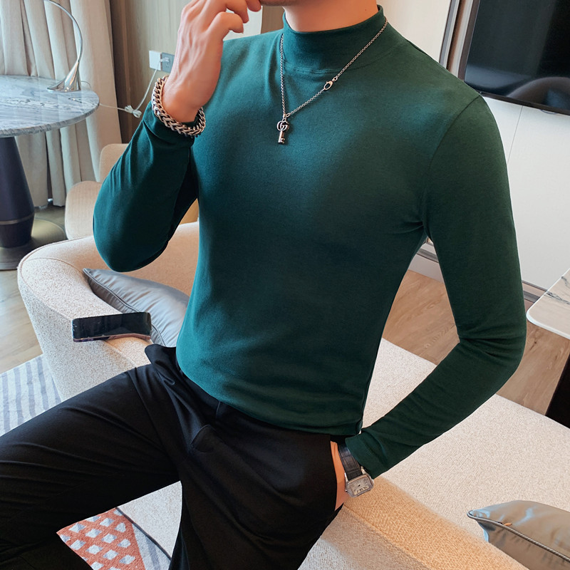 Men's autumn and winter long-sleeved t-shirt slim half turtleneck t-shirt bottoming shirt