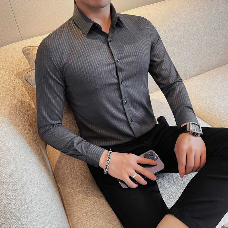 Men's long-sleeved business autumn and winter new style inner casual inch shirts high-end suit shirts for men